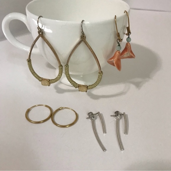 Anthropologie and Madewell Earring Bundle 4 Pairs Gold and Silver Tone - Picture 1 of 17